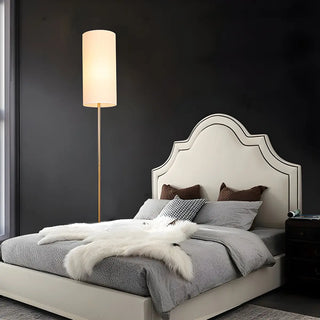 Elegant Cylindrical Shade Round Base Gold Floor Lamp Zawala Image - 11