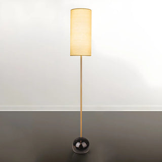 Elegant Cylindrical Shade Round Base Gold Floor Lamp Zawala Image - 6