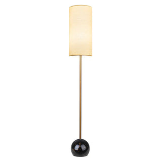 Elegant Cylindrical Shade Round Base Gold Floor Lamp Zawala Image - 9