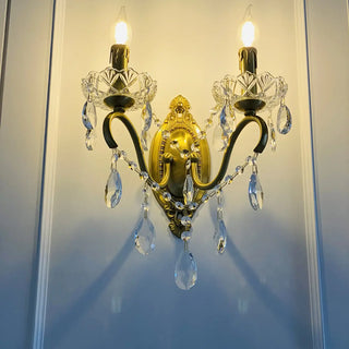 ZOWALA - Modern Gold Metal Crystal Wall Sconce Image - 1