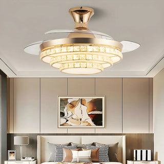 ZOWALA - Elegant Gold 4 Blades Ceiling Fan Light Image - 2
