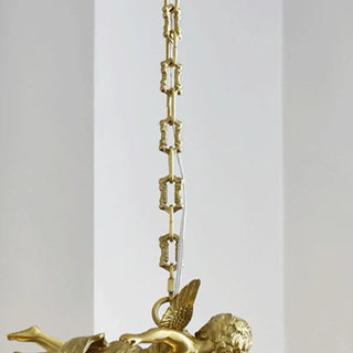 ZOWALA - Elegant Gold Angel Crystal Adjustable Height Pendant Light Image - 5