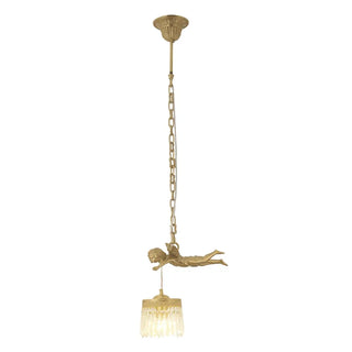 ZOWALA - Elegant Gold Angel Crystal Adjustable Height Pendant Light Image - 9