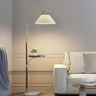 ZOWALA - Contemporary Pleated Side Table Metal Floor Lamp  Image - 1