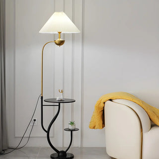 Multifunctional White Pagoda Floor Lamp with Shelves Zawala Image - 1