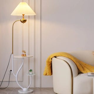 Multifunctional White Pagoda Floor Lamp with Shelves Zawala Image - 2