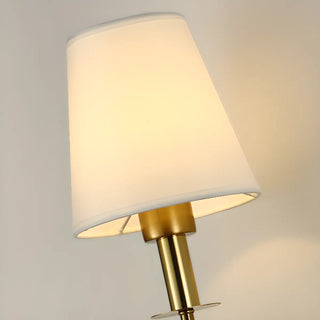 Bedroom White Fabric Cylinder Shade Gold Wall Sconce Zawala Image - 11