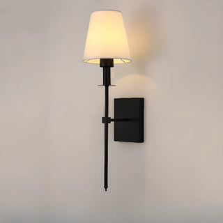 Bedroom White Fabric Cylinder Shade Gold Wall Sconce Zawala Image - 6