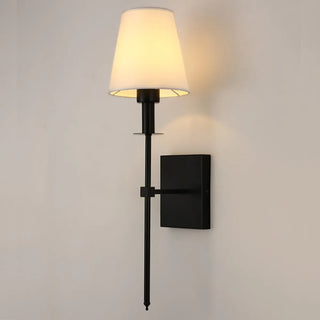 Bedroom White Fabric Cylinder Shade Gold Wall Sconce Zawala Image - 7