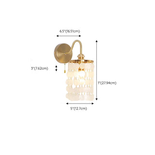 Exquisite White Shell Cylinder Bedside Wall Light Zawala #size
