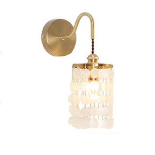Exquisite White Shell Cylinder Bedside Wall Light Zawala Image - 4