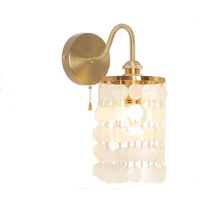 Exquisite White Shell Cylinder Bedside Wall Light Zawala Image - 6