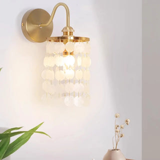 Exquisite White Shell Cylinder Bedside Wall Light Zawala Image - 7