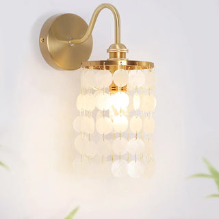 Exquisite White Shell Cylinder Bedside Wall Light Zawala Image - 8