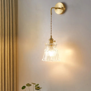 Vintage Clear Glass Shade Gold Pendant Wall Sconce Zawala Image - 1