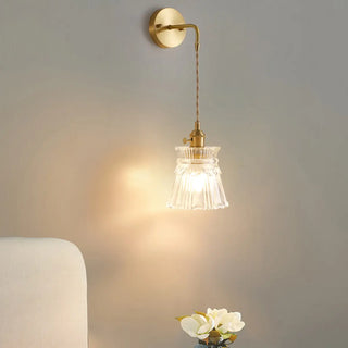 Vintage Clear Glass Shade Gold Pendant Wall Sconce Zawala Image - 2