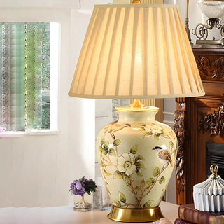 ZOWALA - Modern Pleated Fabric Ceramic Table Lamp Image - 5