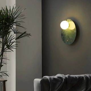 Nordic Elegant Oval White Marble Mini Bedroom Wall Sconce Zawala Image - 1