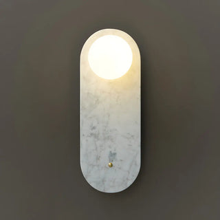 Nordic Elegant Oval White Marble Mini Bedroom Wall Sconce Zawala Image - 12