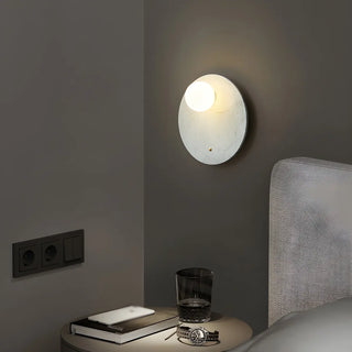 Nordic Elegant Oval White Marble Mini Bedroom Wall Sconce Zawala Image - 2