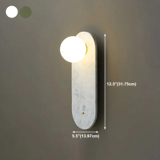 Nordic Elegant Oval White Marble Mini Bedroom Wall Sconce Zawala #size