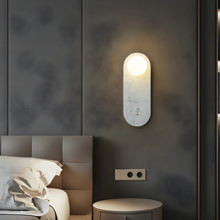 Nordic Elegant Oval White Marble Mini Bedroom Wall Sconce Zawala Image - 4