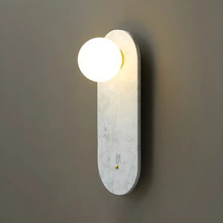 Nordic Elegant Oval White Marble Mini Bedroom Wall Sconce Zawala Image - 7