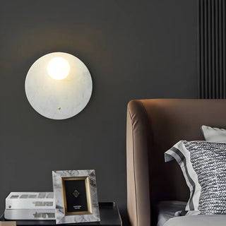 Nordic Elegant Oval White Marble Mini Bedroom Wall Sconce Zawala Image - 8