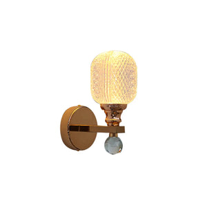 Gold Textured Glass Geometric Bedroom Wall Sconce Zawala Image - 12