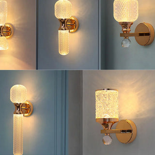 Gold Textured Glass Geometric Bedroom Wall Sconce Zawala Image - 16