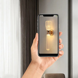 Gold Textured Glass Geometric Bedroom Wall Sconce Zawala Image - 20
