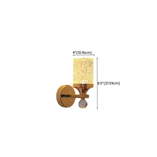 Gold Textured Glass Geometric Bedroom Wall Sconce Zawala #size