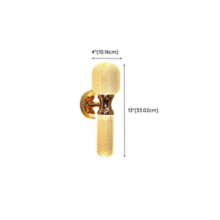 Gold Textured Glass Geometric Bedroom Wall Sconce Zawala Image - 22