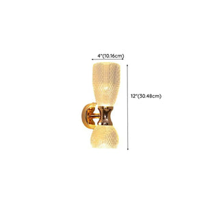 Gold Textured Glass Geometric Bedroom Wall Sconce Zawala Image - 28