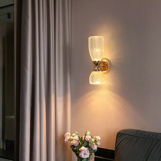 Gold Textured Glass Geometric Bedroom Wall Sconce Zawala Image - 3