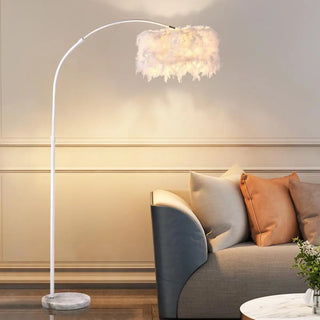 Elegant Adjustable Height Feather Arc Floor Lamp Zawala Image - 4