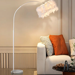Elegant Adjustable Height Feather Arc Floor Lamp Zawala Image - 7