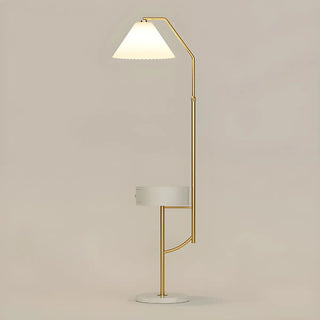 Elegant Bedside Cone Gold Floor Lamp with Side Table Zawala Image - 10