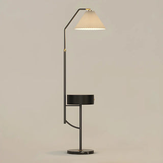 Elegant Bedside Cone Gold Floor Lamp with Side Table Zawala Image - 11