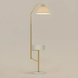 Elegant Bedside Cone Gold Floor Lamp with Side Table Zawala Image - 12