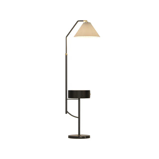 Elegant Bedside Cone Gold Floor Lamp with Side Table Zawala Image - 13
