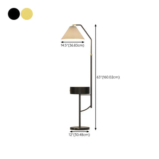 Elegant Bedside Cone Gold Floor Lamp with Side Table Zawala #size