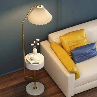 Elegant Bedside Cone Gold Floor Lamp with Side Table Zawala Image - 6