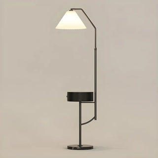 Elegant Bedside Cone Gold Floor Lamp with Side Table Zawala Image - 9