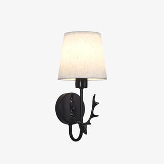 Rustic Green Fabric Shade Antler Cylinder Wall Light Zawala Image - 13
