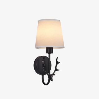 Rustic Green Fabric Shade Antler Cylinder Wall Light Zawala Image - 16