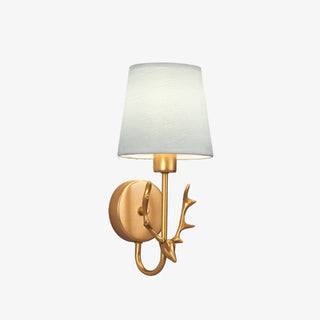 Rustic Green Fabric Shade Antler Cylinder Wall Light Zawala Image - 33