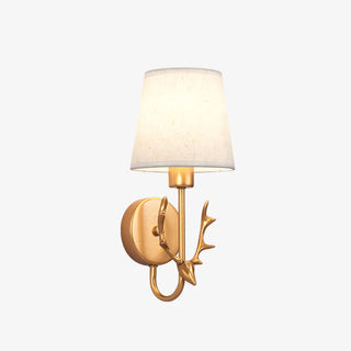 Rustic Green Fabric Shade Antler Cylinder Wall Light Zawala Image - 34