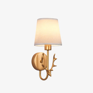 Rustic Green Fabric Shade Antler Cylinder Wall Light Zawala Image - 36
