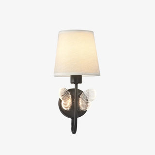 Rustic Green Fabric Shade Antler Cylinder Wall Light Zawala Image - 8